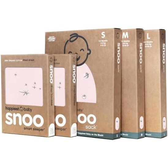 imageHappiest Baby The Big Bundle 100 Organic Cotton  Includes 3 SNOO Sacks and 2 SNOO Bassinet Fitted Sheets WhiteRose