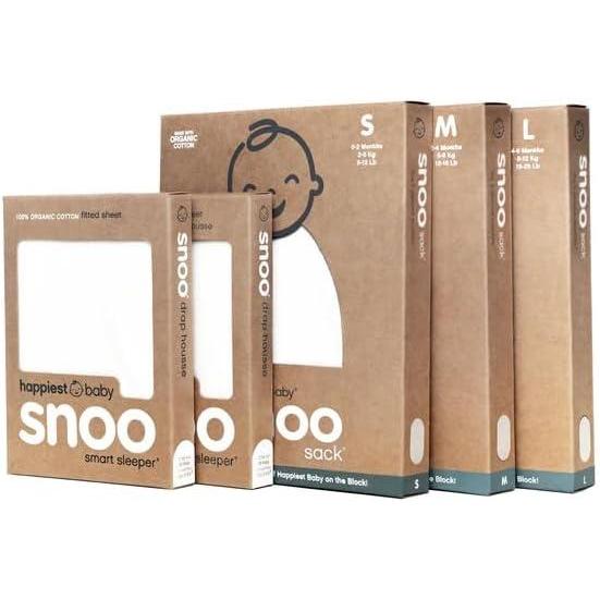 imageHappiest Baby The Big Bundle 100 Organic Cotton  Includes 3 SNOO Sacks and 2 SNOO Bassinet Fitted Sheets WhiteWhite