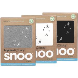 Happiest Baby SNOO Bassinet Fitted Sheet – 100% Organic Cotton Nursery Bedding – Fits SNOO Sleeper Crib Mattress – 3-Pack Bundle (White, Grey, Black)(Graphite – Ivory – Black)