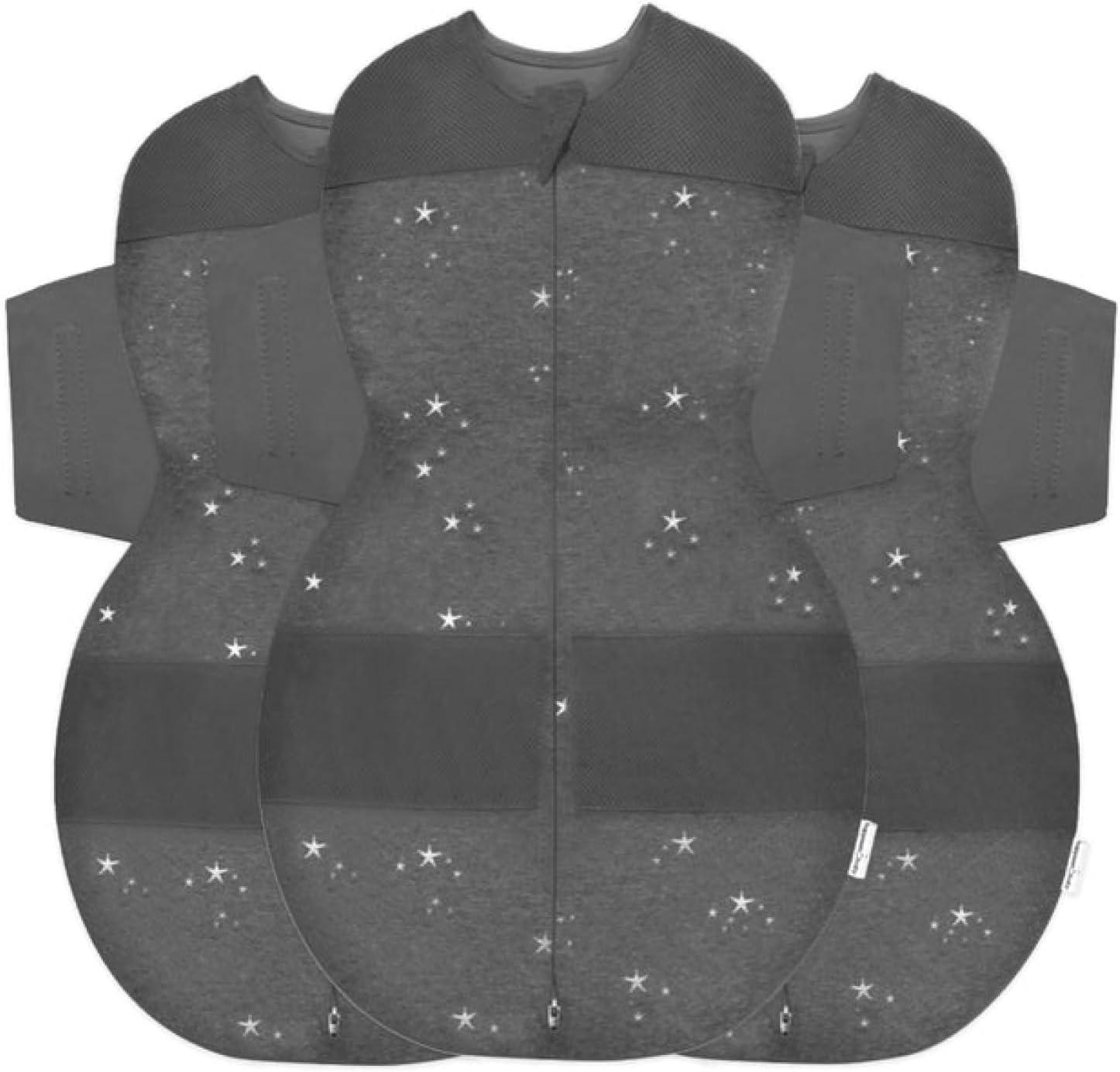 imageHappiest Baby SNOO Sleep Sack 100 Organic Cotton Baby Swaddle Blanket Doctor Designed Promotes Healthy Hip Development White SmallCharcoal Stars