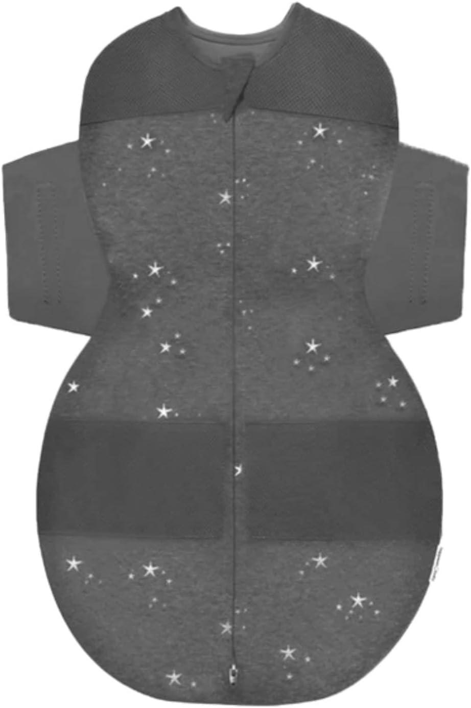 imageHappiest Baby SNOO Sleep Sack 100 Organic Cotton Baby Swaddle Blanket Doctor Designed Promotes Healthy Hip Development White SmallCharcoal Stars