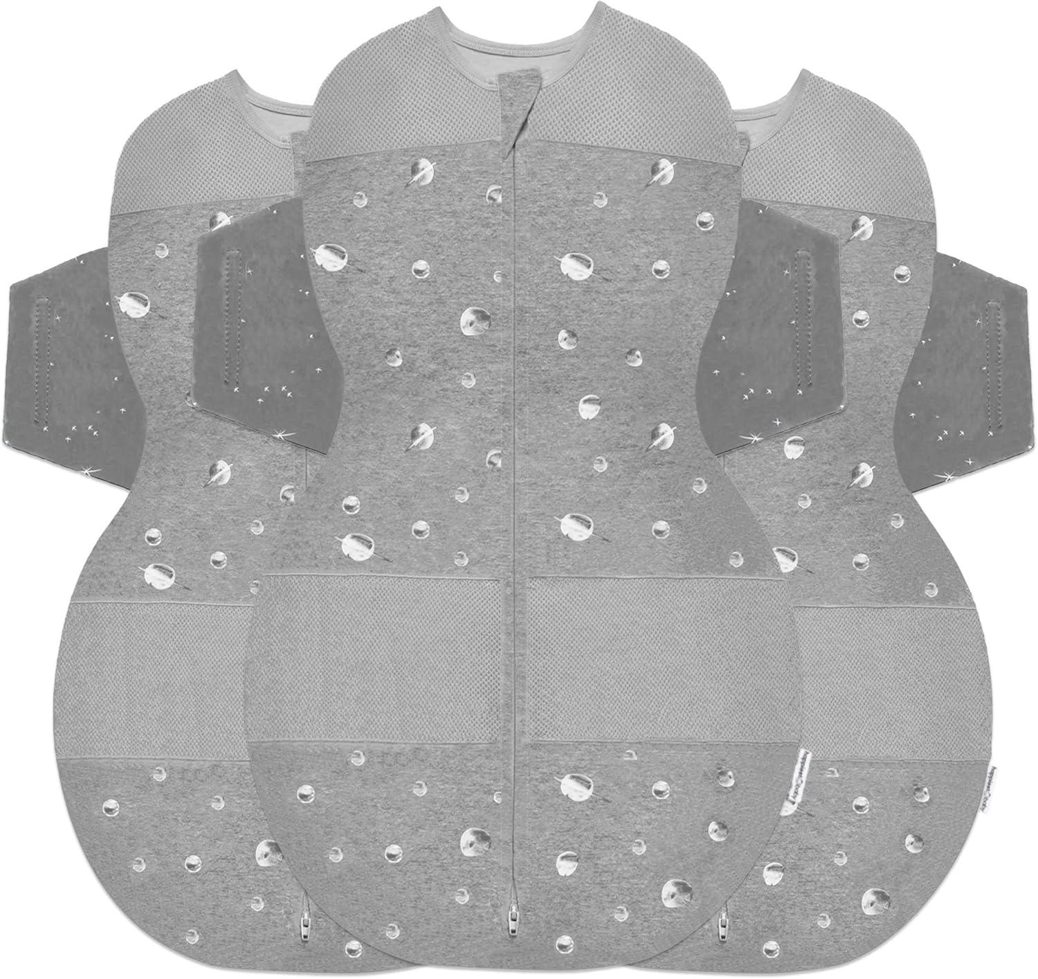 imageHappiest Baby SNOO Sleep Sack 100 Organic Cotton Baby Swaddle Blanket Doctor Designed Promotes Healthy Hip Development White SmallGraphite Planets