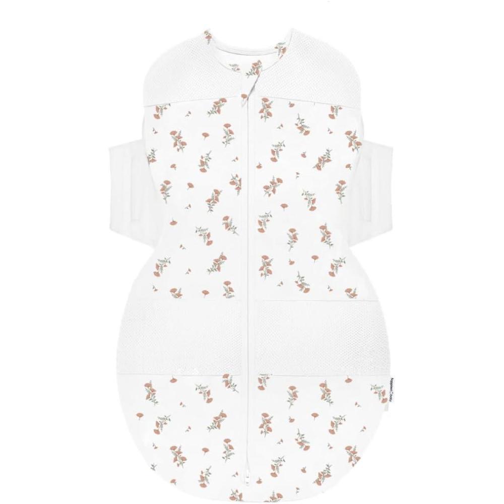 imageHappiest Baby SNOO Sleep Sack  100 Organic Cotton Baby Swaddle Blanket  Doctor Designed Promotes Healthy Hip Development White SmallIvory Wildflowers