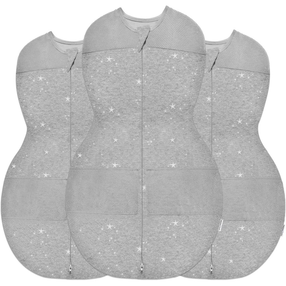 imageHappiest Baby Sleepea 5Second Swaddle  100 Organic Cotton Baby Swaddle Blanket  Doctor Designed Promotes Healthy Hip Development Graphite Planets MediumGraphite Stars