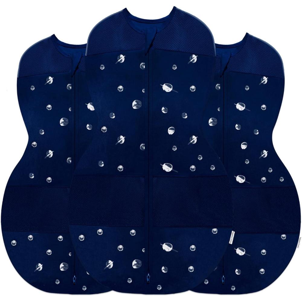 imageHappiest Baby Sleepea 5Second Swaddle  100 Organic Cotton Baby Swaddle Blanket  Doctor Designed Promotes Healthy Hip Development Graphite Planets MediumMidnight Planets