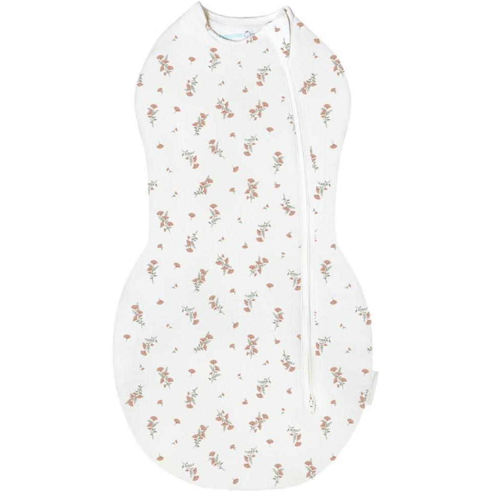 imageHappiest Baby Sleepea Comforter Swaddle  100 Organic Cotton Baby Swaddle Blanket  Doctor Designed Promotes Healthy Hip Development Rose SmallIvory Wildflowers