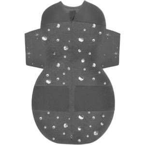 Happiest Baby SNOO Sleep Sack – 100% Organic Cotton Baby Swaddle Blanket – Doctor Designed Promotes Healthy Hip Development (White, Small)(Charcoal Planets)