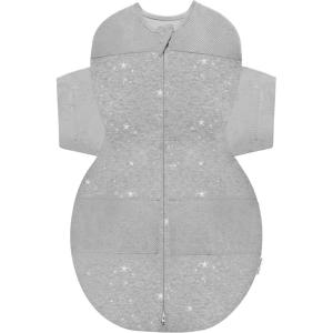 Happiest Baby SNOO Sleep Sack – 100% Organic Cotton Baby Swaddle Blanket – Doctor Designed Promotes Healthy Hip Development (White, Small)(Graphite Stars)