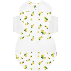 Happiest Baby SNOO Sleep Sack – 100% Organic Cotton Baby Swaddle Blanket – Doctor Designed Promotes Healthy Hip Development (White, Small)(Ivory Lemons)