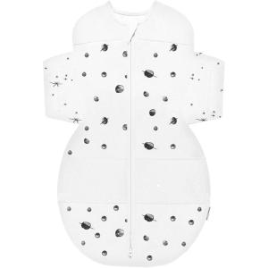 Happiest Baby SNOO Sleep Sack – 100% Organic Cotton Baby Swaddle Blanket – Doctor Designed Promotes Healthy Hip Development (White, Small)(Ivory Planets)