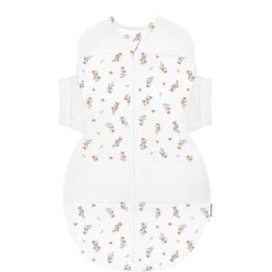 Happiest Baby SNOO Sleep Sack – 100% Organic Cotton Baby Swaddle Blanket – Doctor Designed Promotes Healthy Hip Development (White, Small)(Ivory Wildflowers)