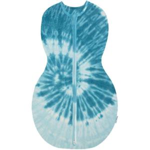 Happiest Baby Sleepea 5-Second Swaddle – 100% Organic Cotton Baby Swaddle Blanket – Doctor Designed Promotes Healthy Hip Development (Graphite Planets, Medium)(Tie Dye Blue)