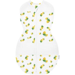 Happiest Baby Sleepea 5-Second Swaddle – 100% Organic Cotton Baby Swaddle Blanket – Doctor Designed Promotes Healthy Hip Development (Graphite Planets, Medium)(Ivory Lemons)