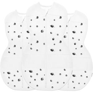 Happiest Baby Sleepea 5-Second Swaddle – 100% Organic Cotton Baby Swaddle Blanket – Doctor Designed Promotes Healthy Hip Development (Graphite Planets, Medium)(Ivory Planets)