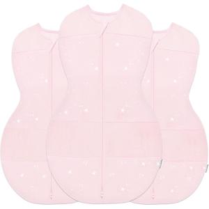 Happiest Baby Sleepea 5-Second Swaddle – 100% Organic Cotton Baby Swaddle Blanket – Doctor Designed Promotes Healthy Hip Development (Graphite Planets, Medium)(Rose Stars)