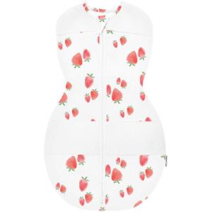 Happiest Baby Sleepea 5-Second Swaddle – 100% Organic Cotton Baby Swaddle Blanket – Doctor Designed Promotes Healthy Hip Development (Graphite Planets, Medium)(Ivory Strawberries)