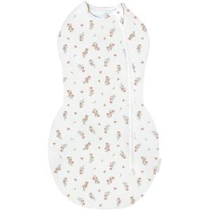 Happiest Baby Sleepea Comforter Swaddle – 100% Organic Cotton Baby Swaddle Blanket – Doctor Designed Promotes Healthy Hip Development (Rose, Small)(Ivory Wildflowers)