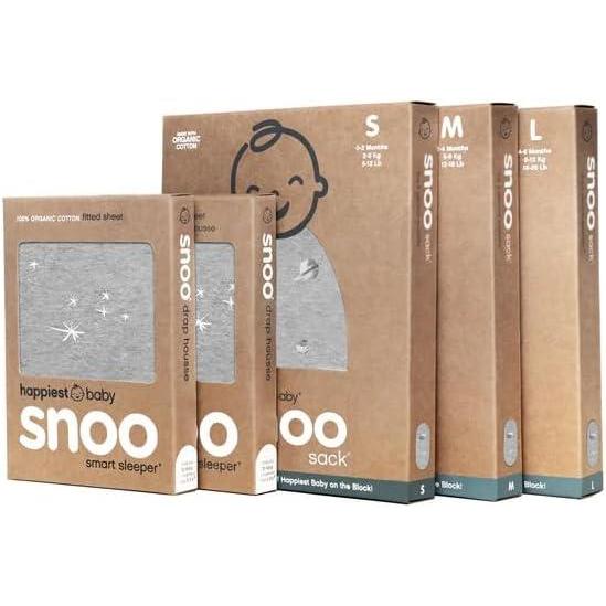 imageHappiest Baby The Big Bundle 100 Organic Cotton  Includes 3 SNOO Sacks and 2 SNOO Bassinet Fitted Sheets Charcoal PlanetsGraphite Planets