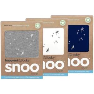 Happiest Baby SNOO Bassinet Fitted Sheet – 100% Organic Cotton Nursery Bedding – Fits SNOO Sleeper Crib Mattress – 3-Pack Bundle (White, Grey, Navy)